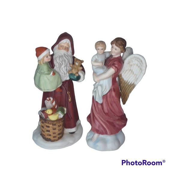 Vintage HOMCO Santa with Child and Angel with Baby Figurines - Set of Two - Picture 1 of 13